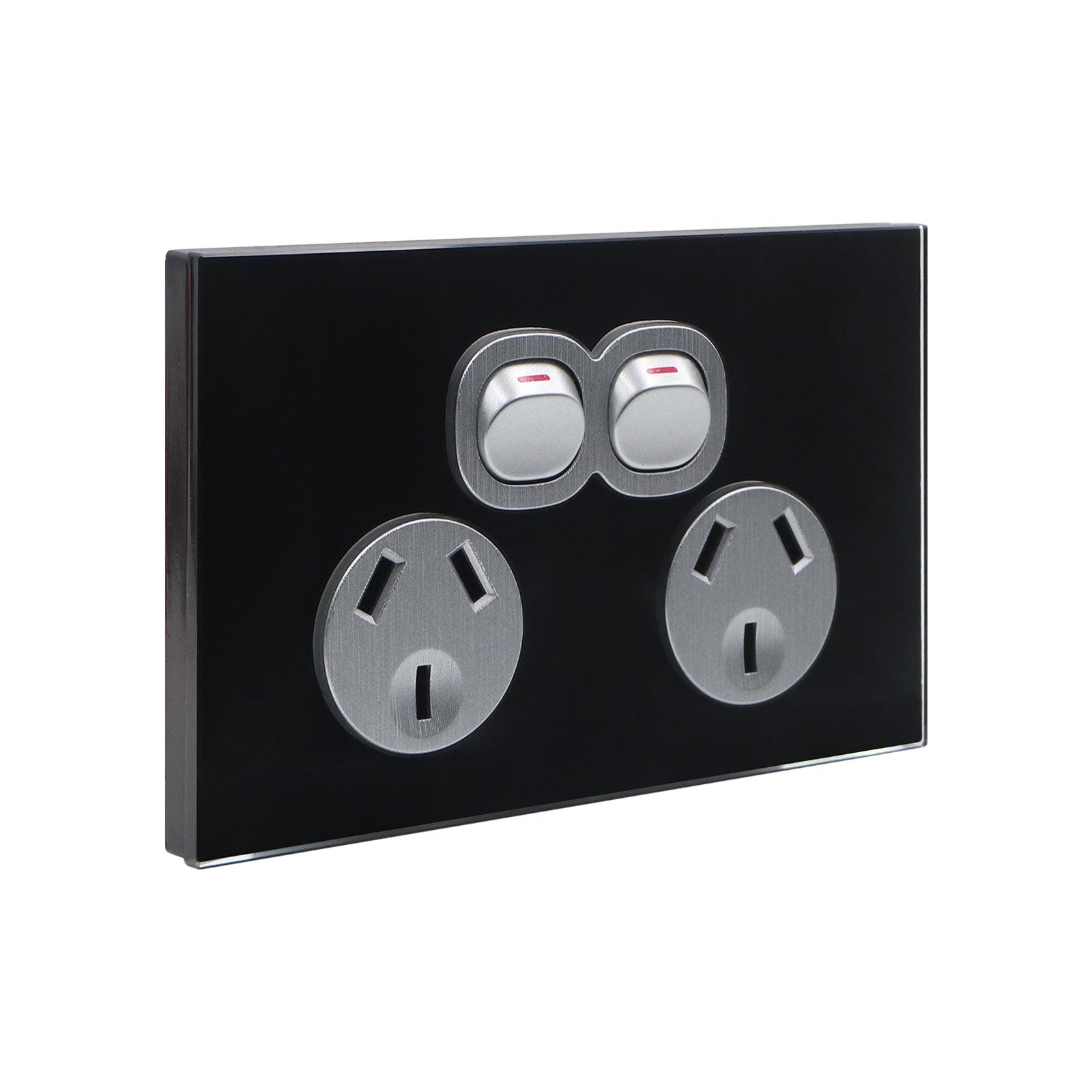 Wall Switch 2 Way & GPO Black Glass Frame Multiple Styles