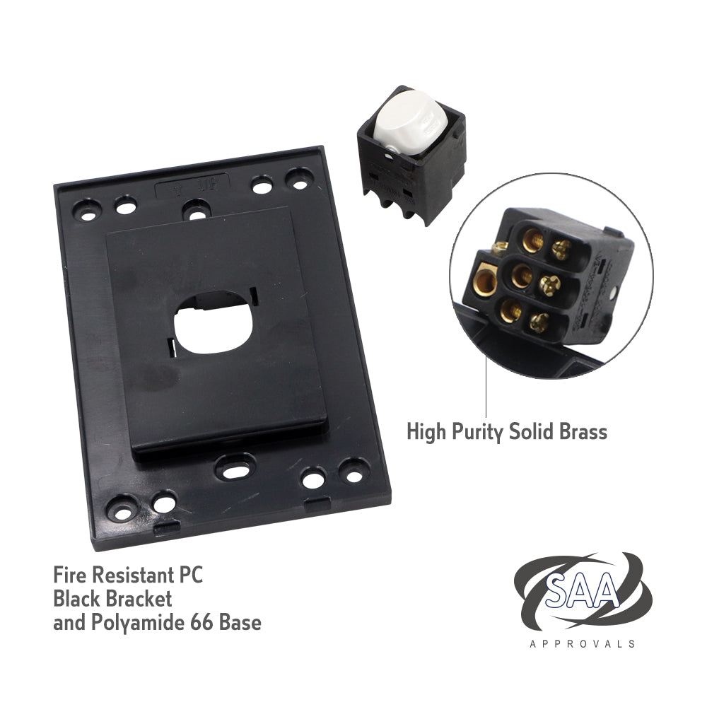 Wall Switch 2 Way & GPO White Glass Frame Multiple Styles