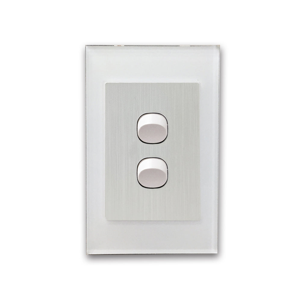 Wall Switch 2 Way & GPO White Glass Frame Multiple Styles
