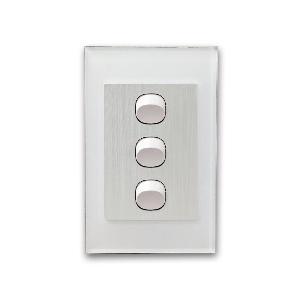 Wall Switch 2 Way & GPO White Glass Frame Multiple Styles