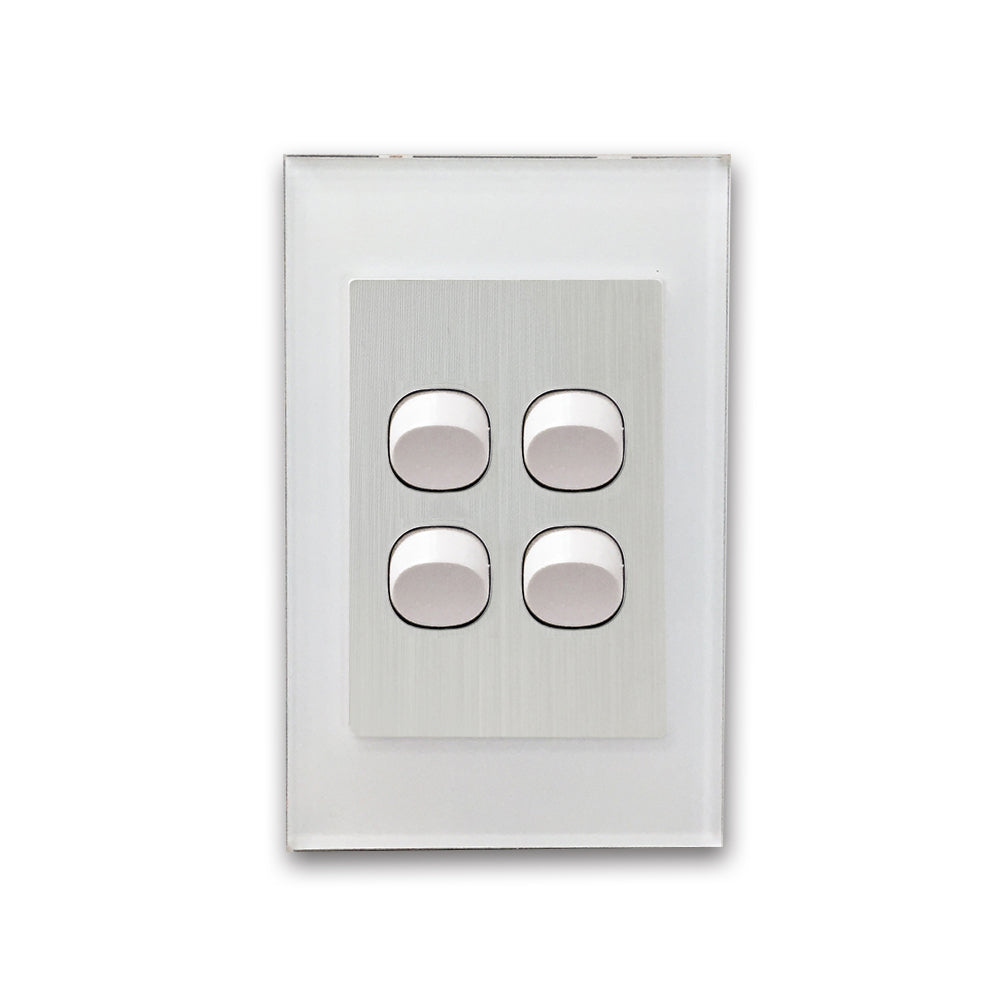 Wall Switch 2 Way & GPO White Glass Frame Multiple Styles