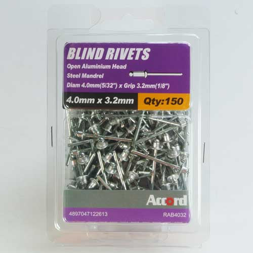 Akord Pop Rivets Al/St Dome Head, Multiple Sizes