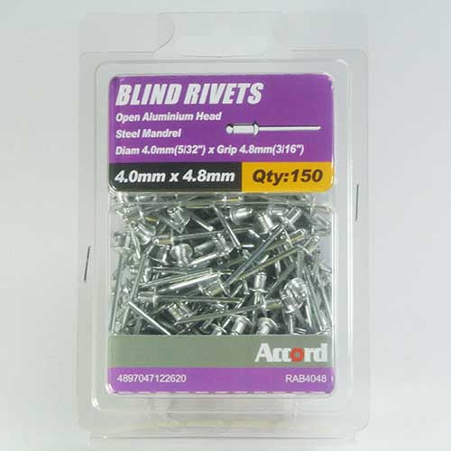 Akord Pop Rivets Al/St Dome Head, Multiple Sizes