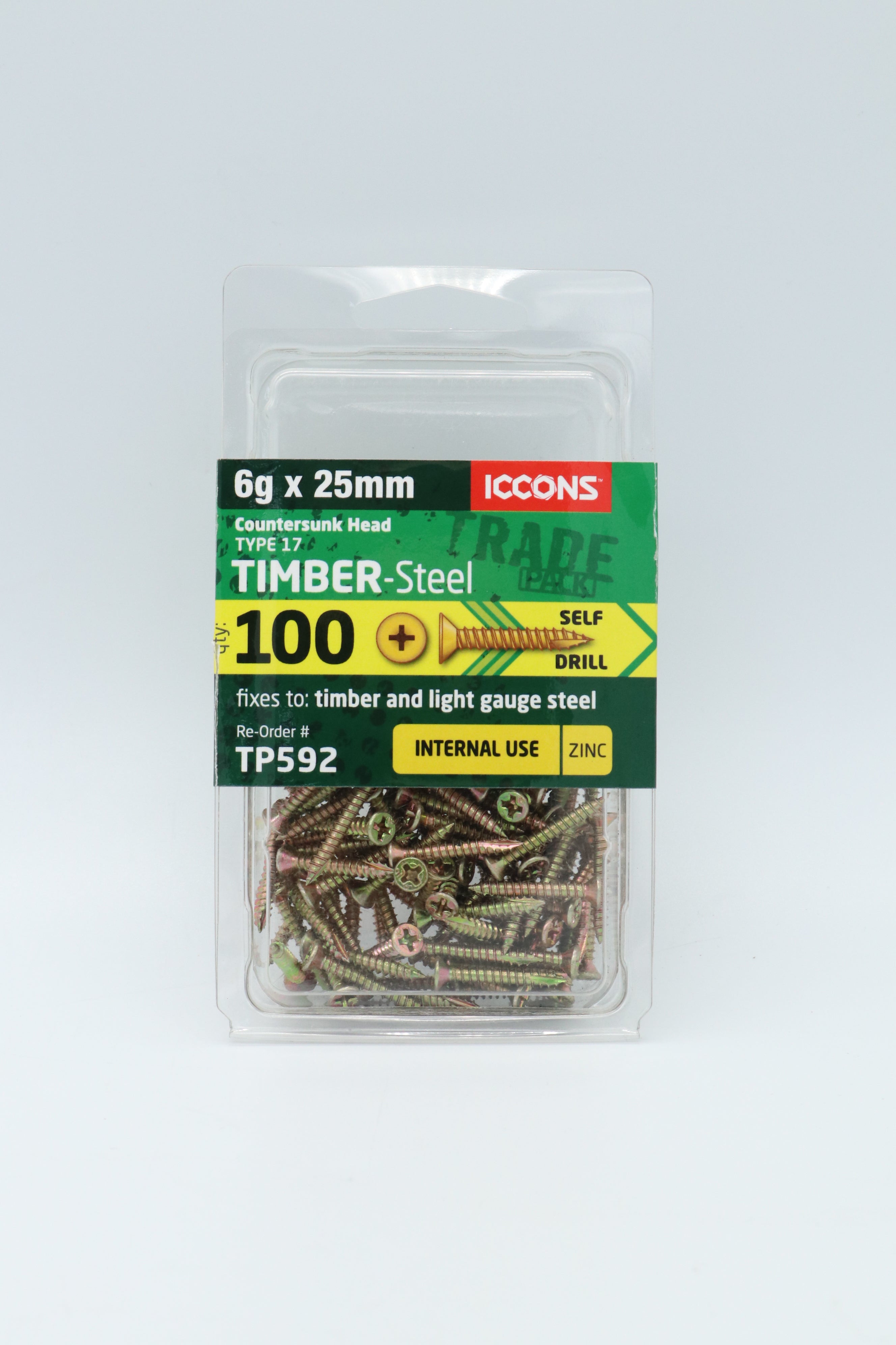 ICCONS T17 Screw CSK ZY #6, #8, #10 Multiple Sizes