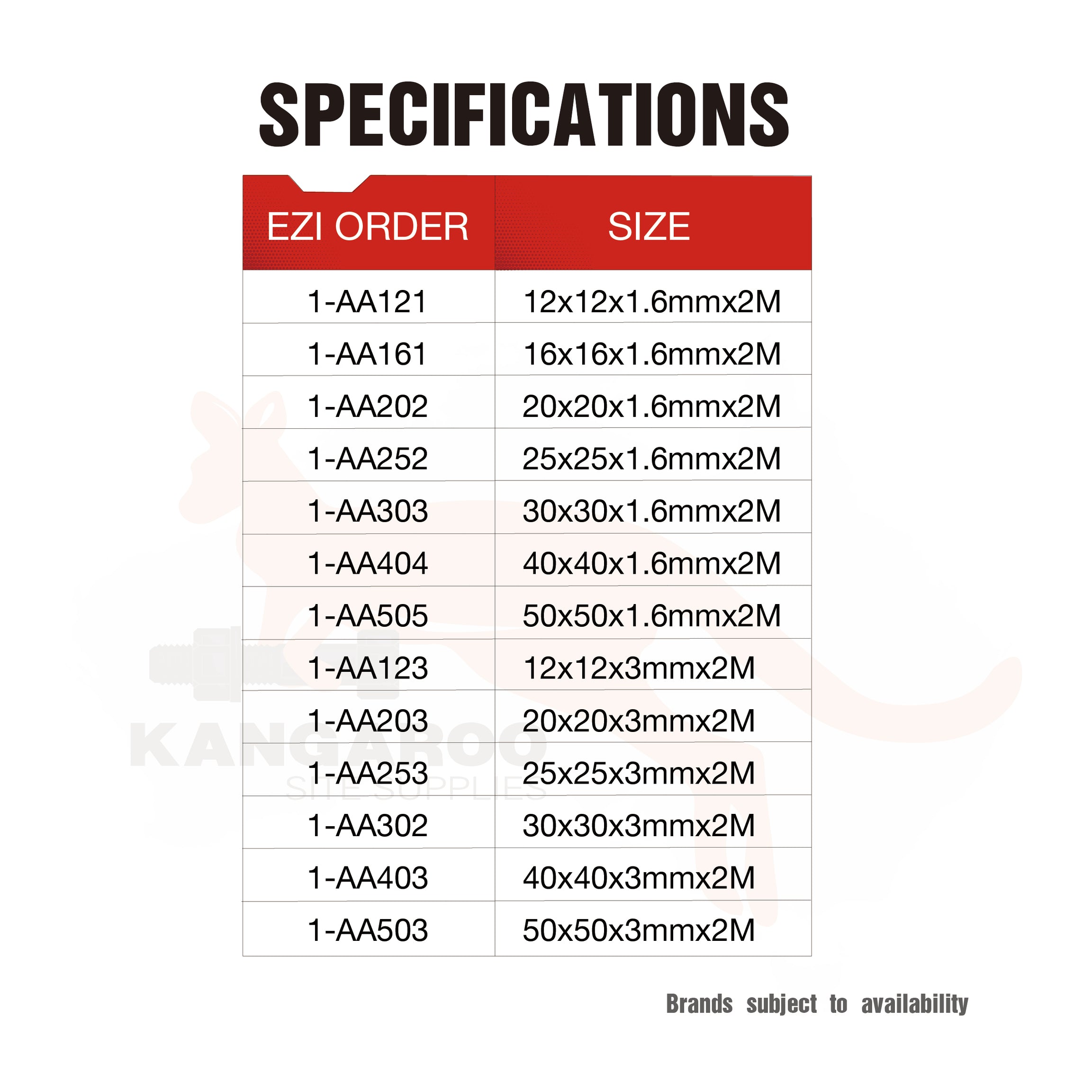 Aluminium Angle Equal 2m, Multiple Sizes