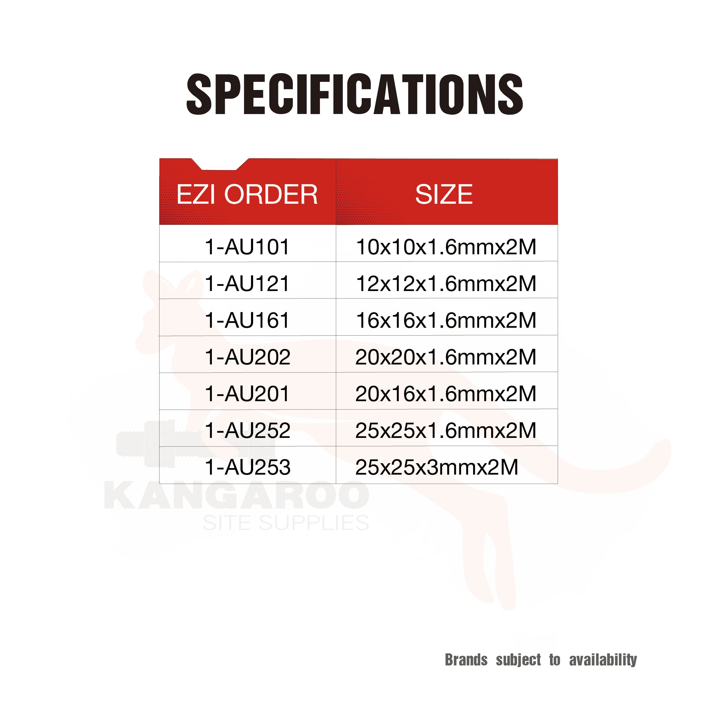 Aluminium U Channel O/D, Multiple Sizes