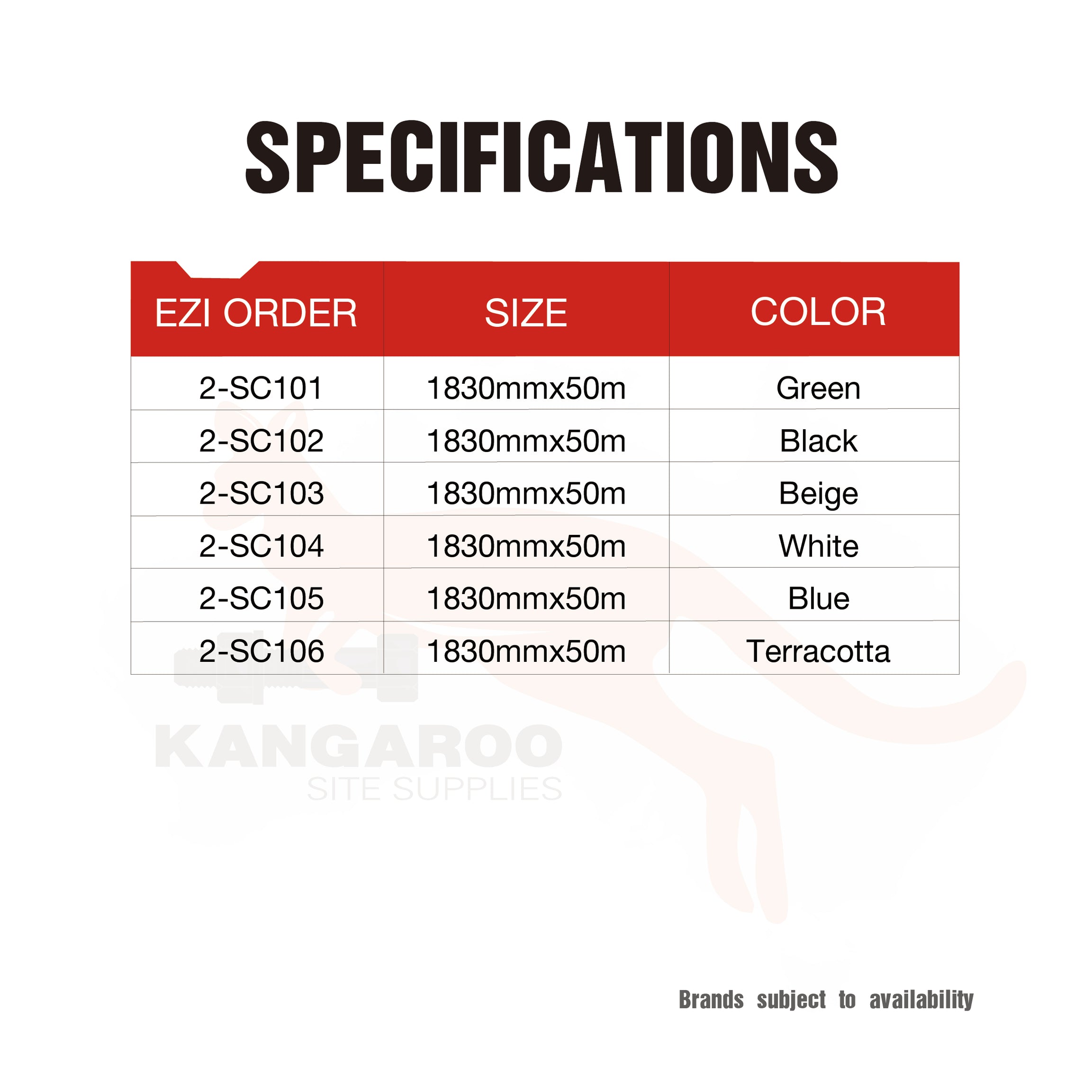 Premium Shadecloth Medium 70%, 1830mm x 50m, Multiple Colors