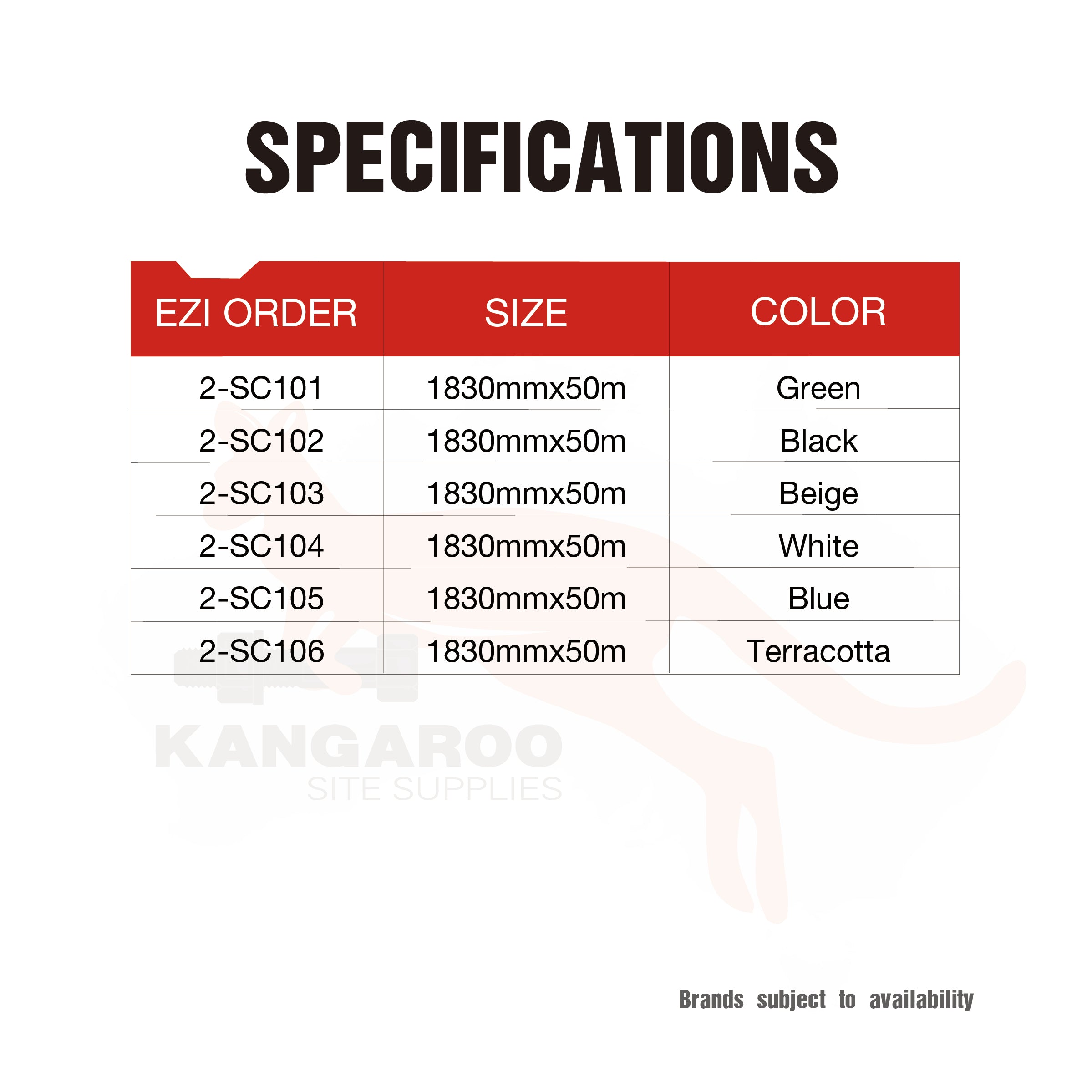 Premium Shadecloth Medium 70%, 1830mm x 50m, Multiple Colors