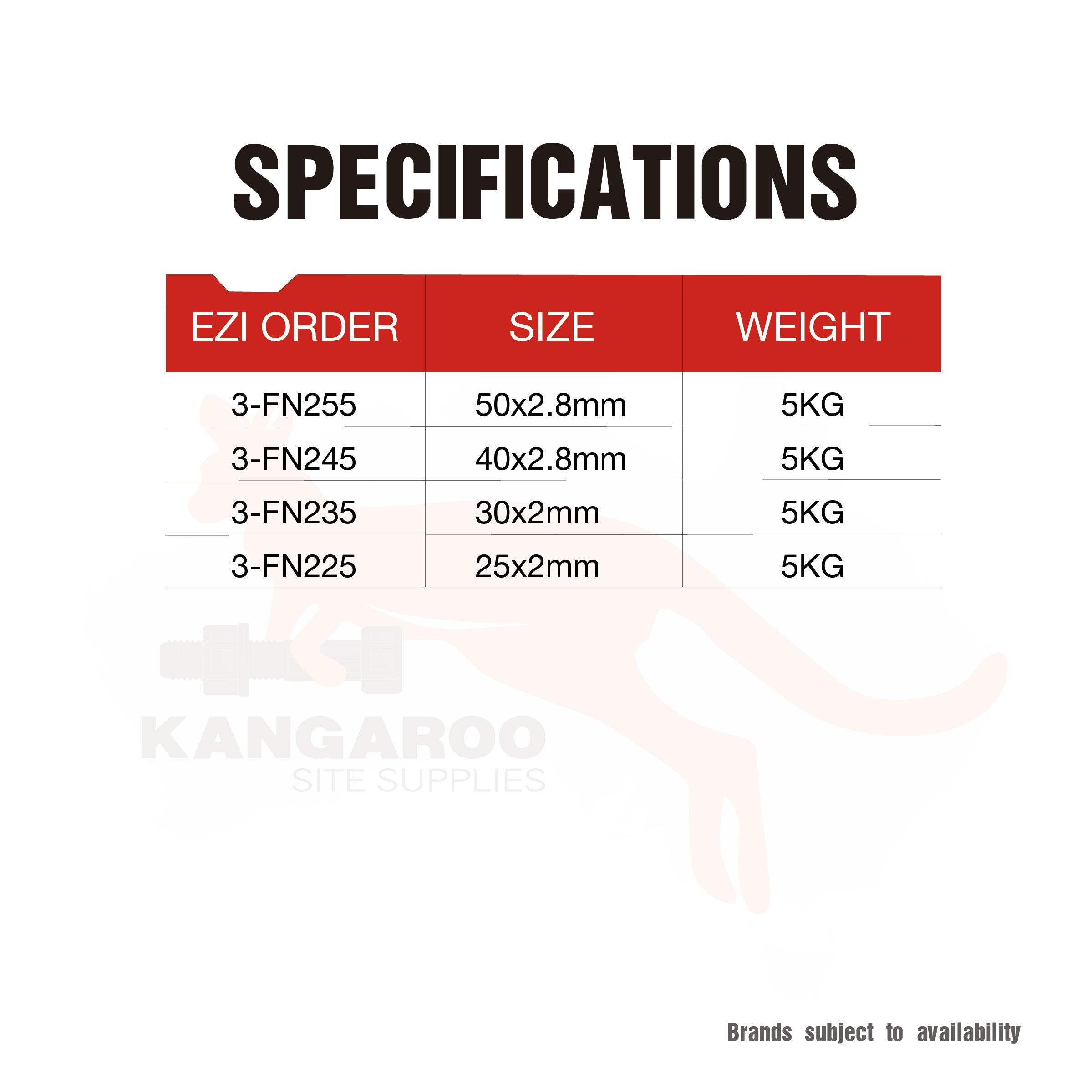 Fibre Cement Nails Galv Pack 5kg, Multile Sizes