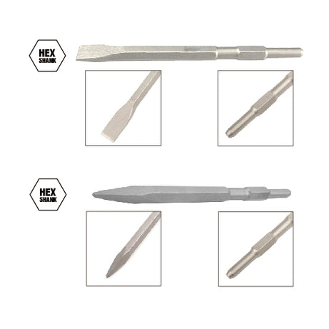 Demolition Chisel Point Hex Point 17x280mm, 30x410mm