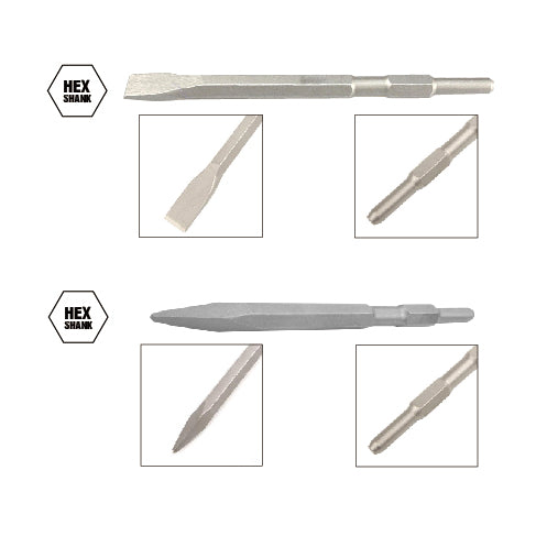 Demolition Chisel Point Hex Point 17x280mm, 30x410mm