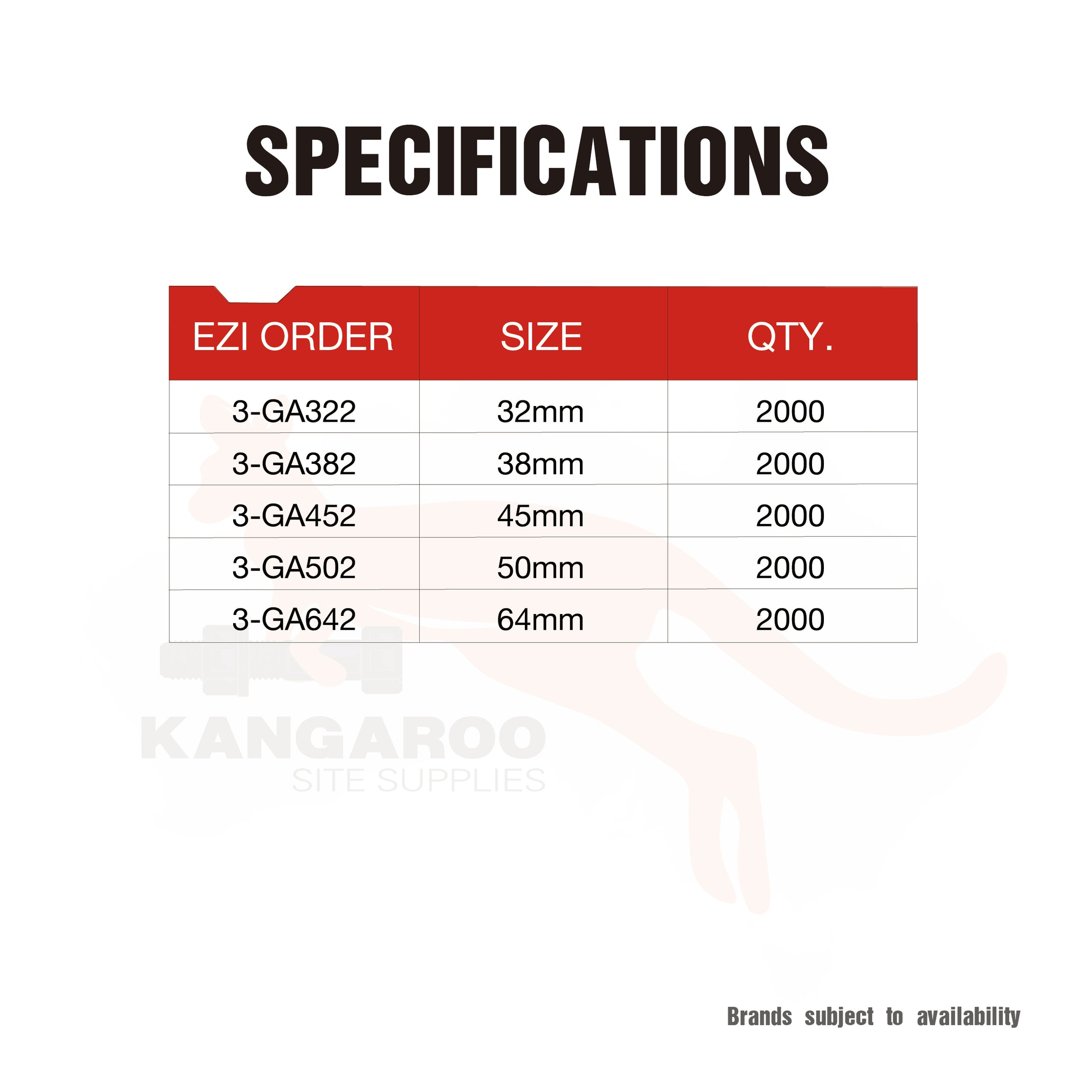 Brads Angled 16 Gauge 20 Degree 32/38/45/50/64mm, Box 2000