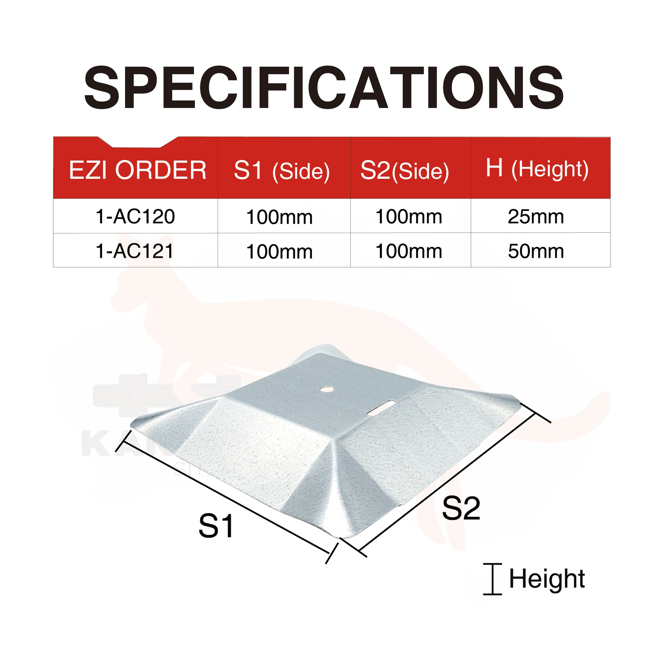 Ant Caps Slot 100x100x50mm, 100x100x25mm
