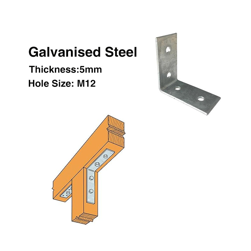 Builders Angle Bracket HDG 5mm Thickness M12 Holes