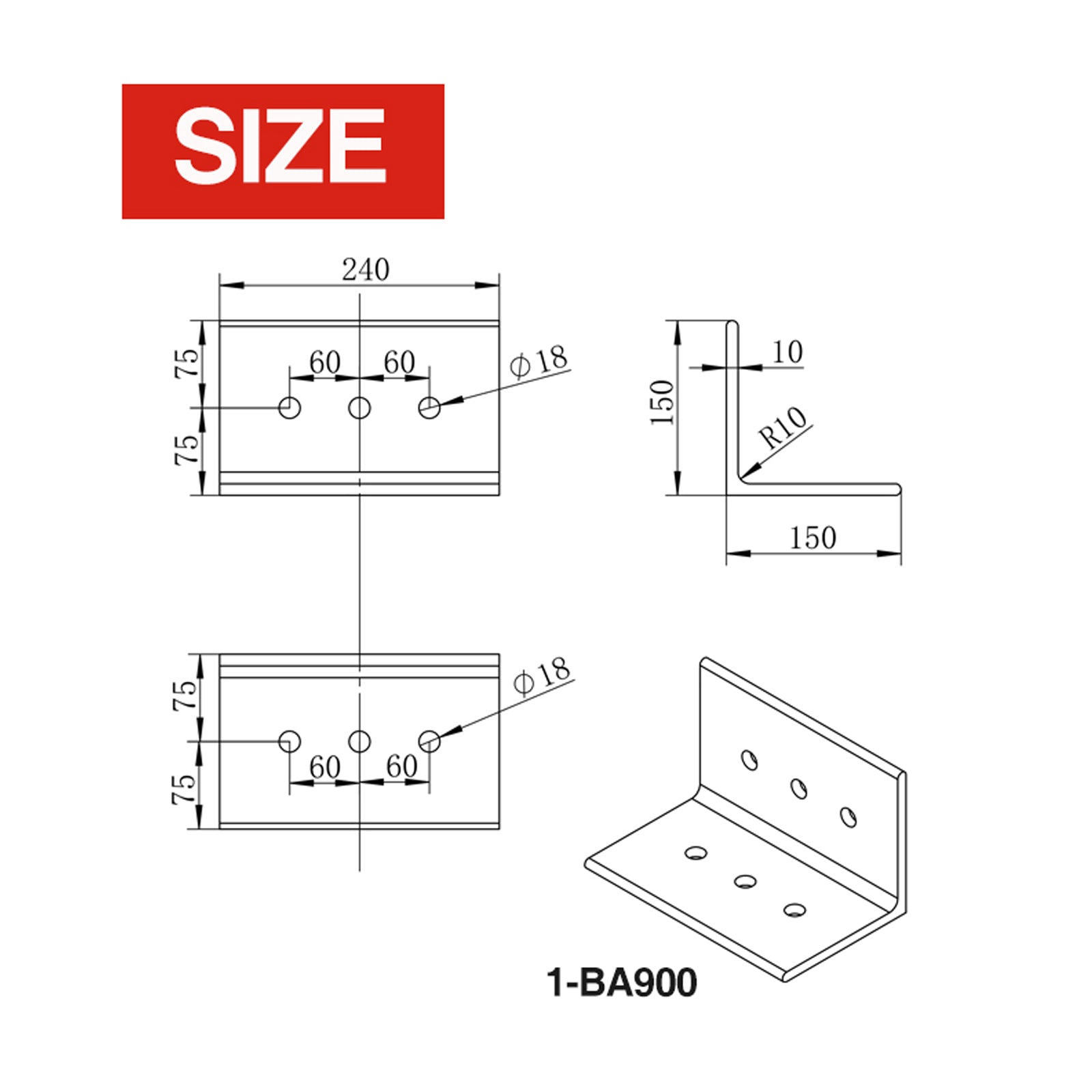 Structural Angle Bracket 10mm Thickness
