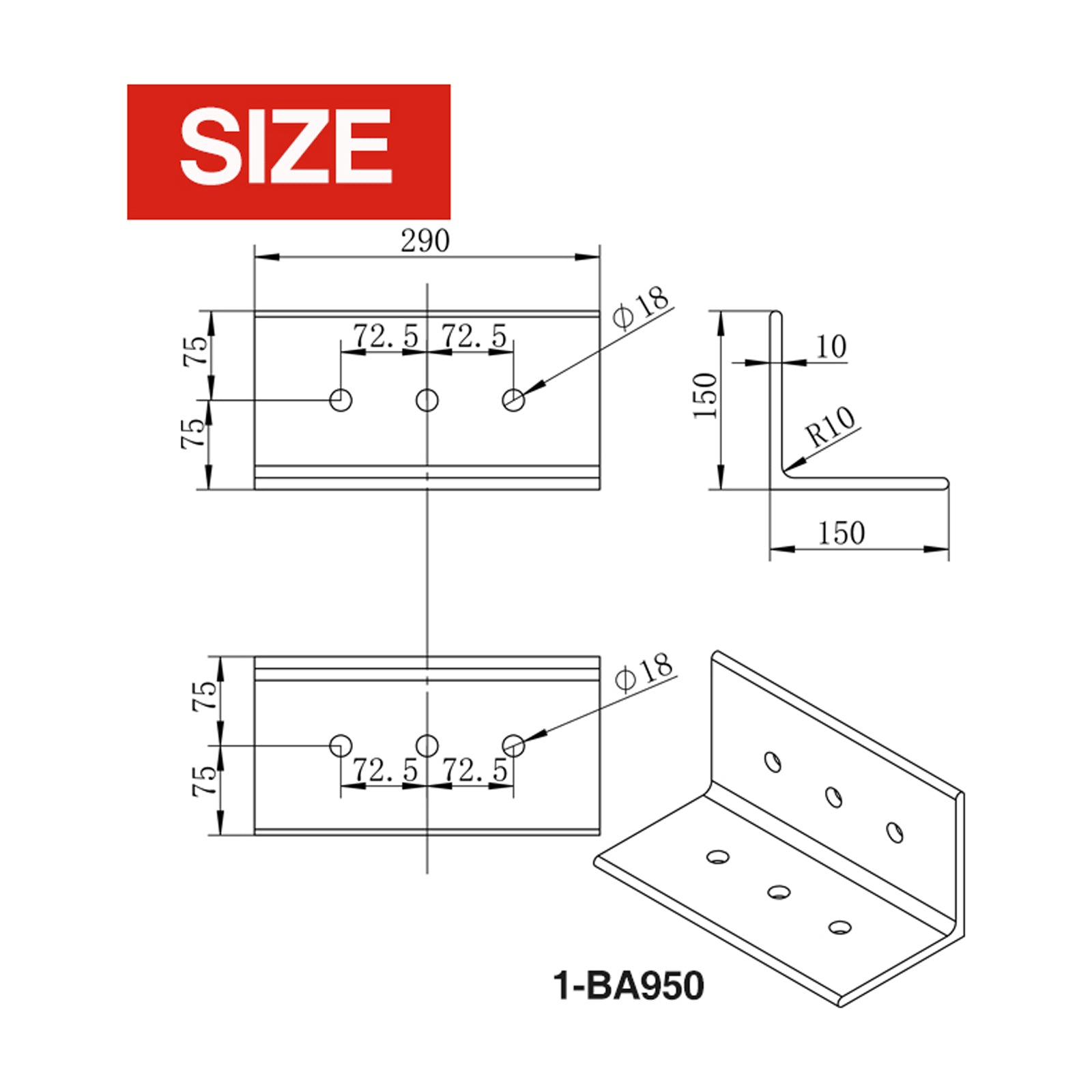 Structural Angle Bracket 10mm Thickness