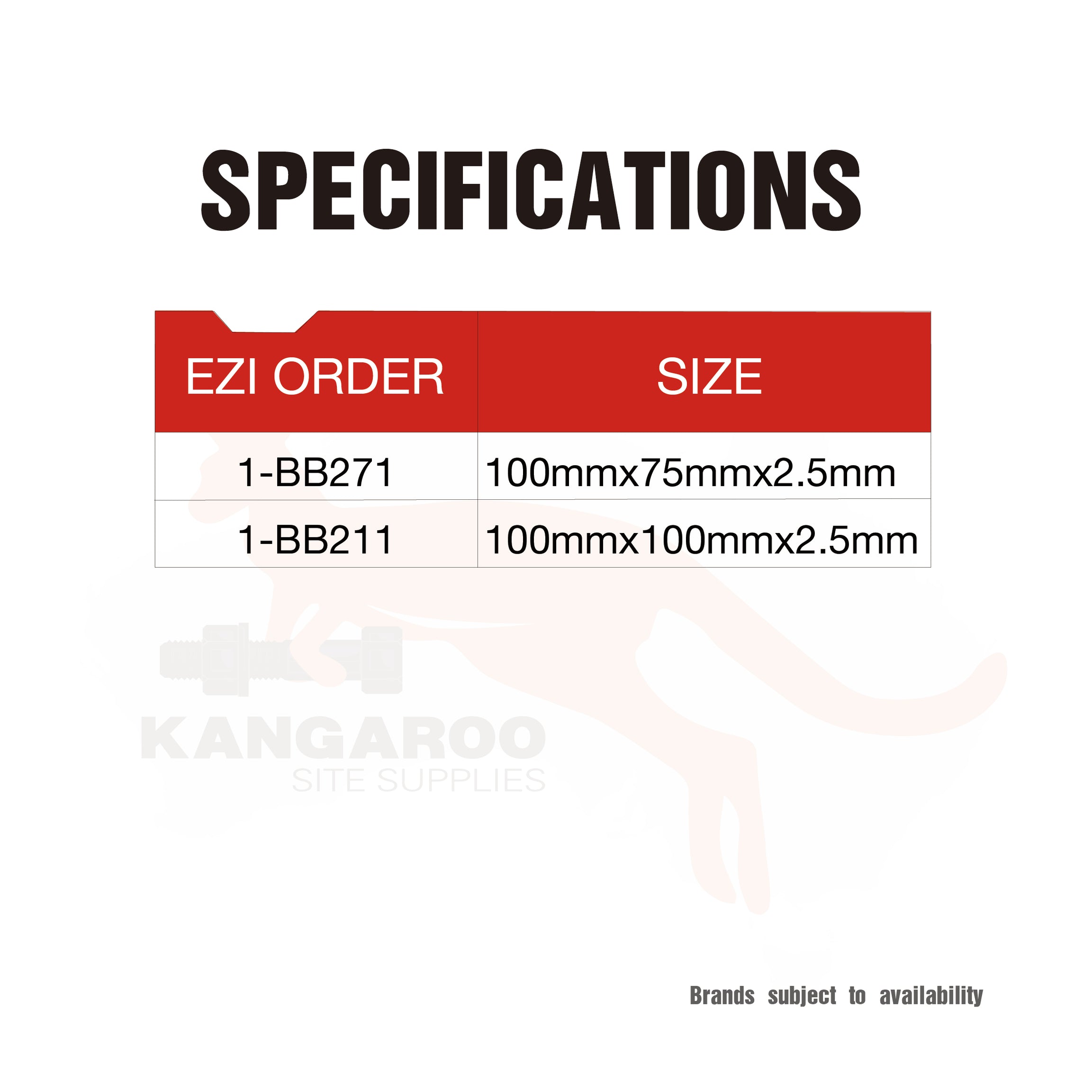 Broad Butt Hinge Lp Primecoat 100x75x2.5mm or 100x100x2.5mm