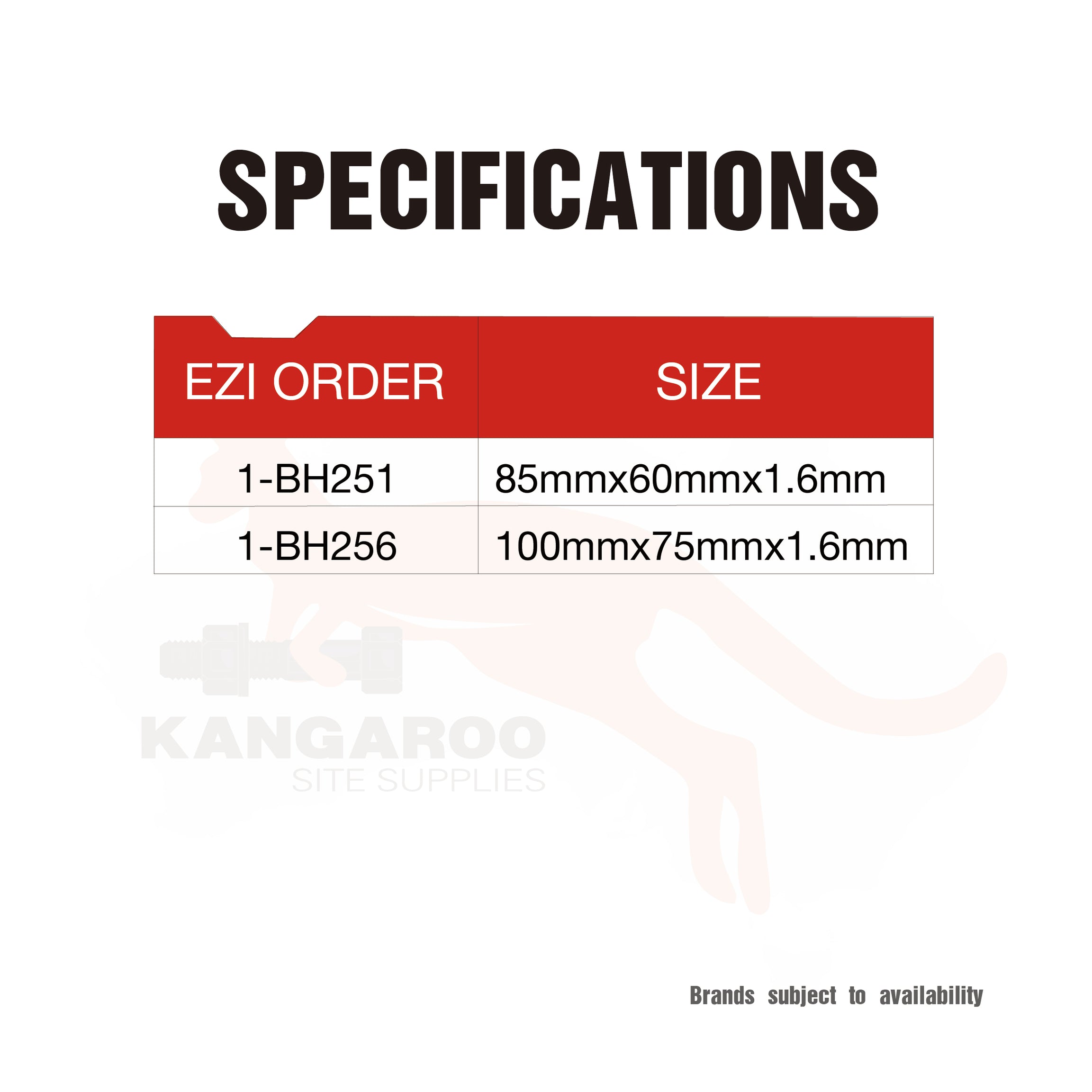 Butt Lp Zinc 85x60x1.6mm or 100x75x1.6mm