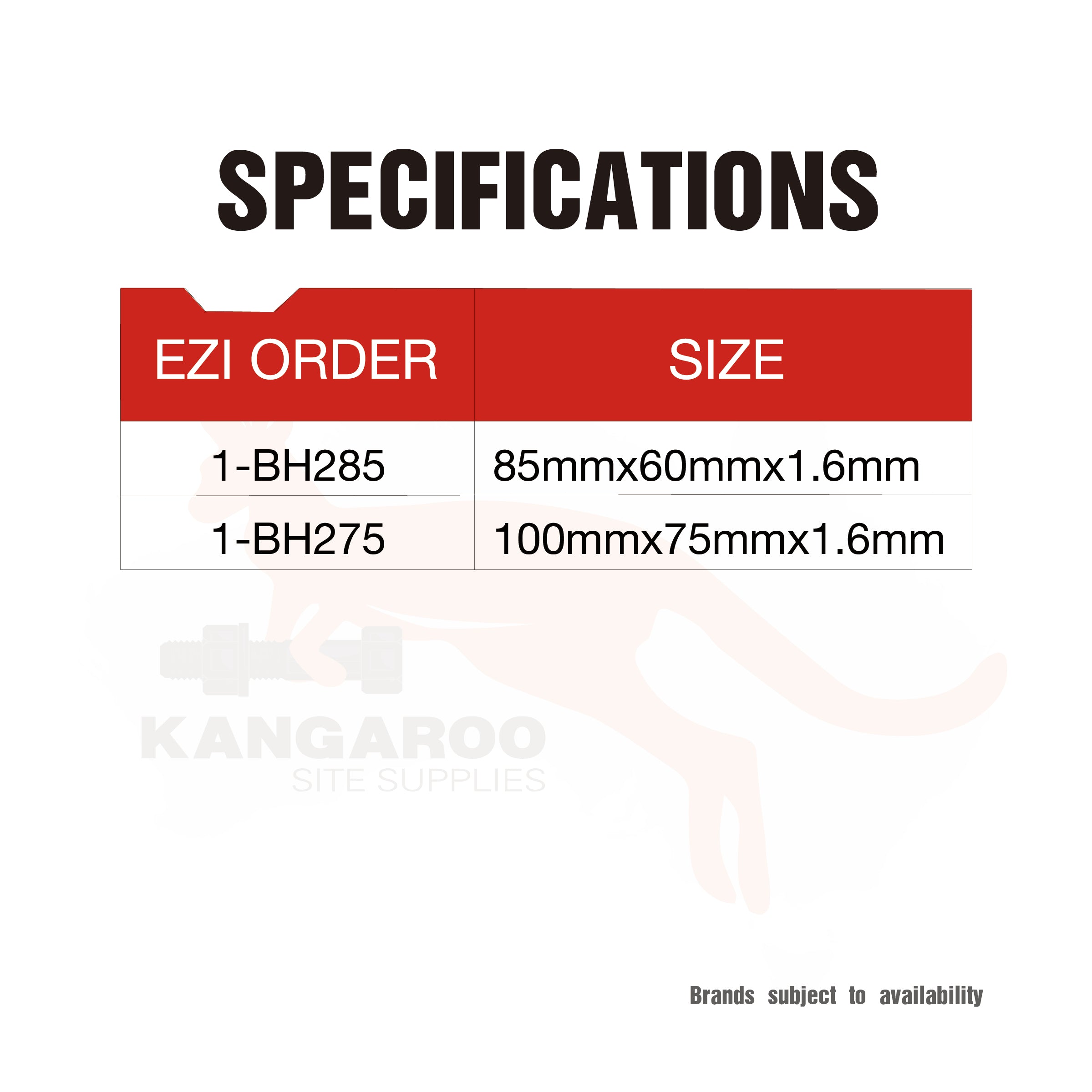 Butt Lp Sat SS304 85x60x1.6mm or 100x75x1.6mm