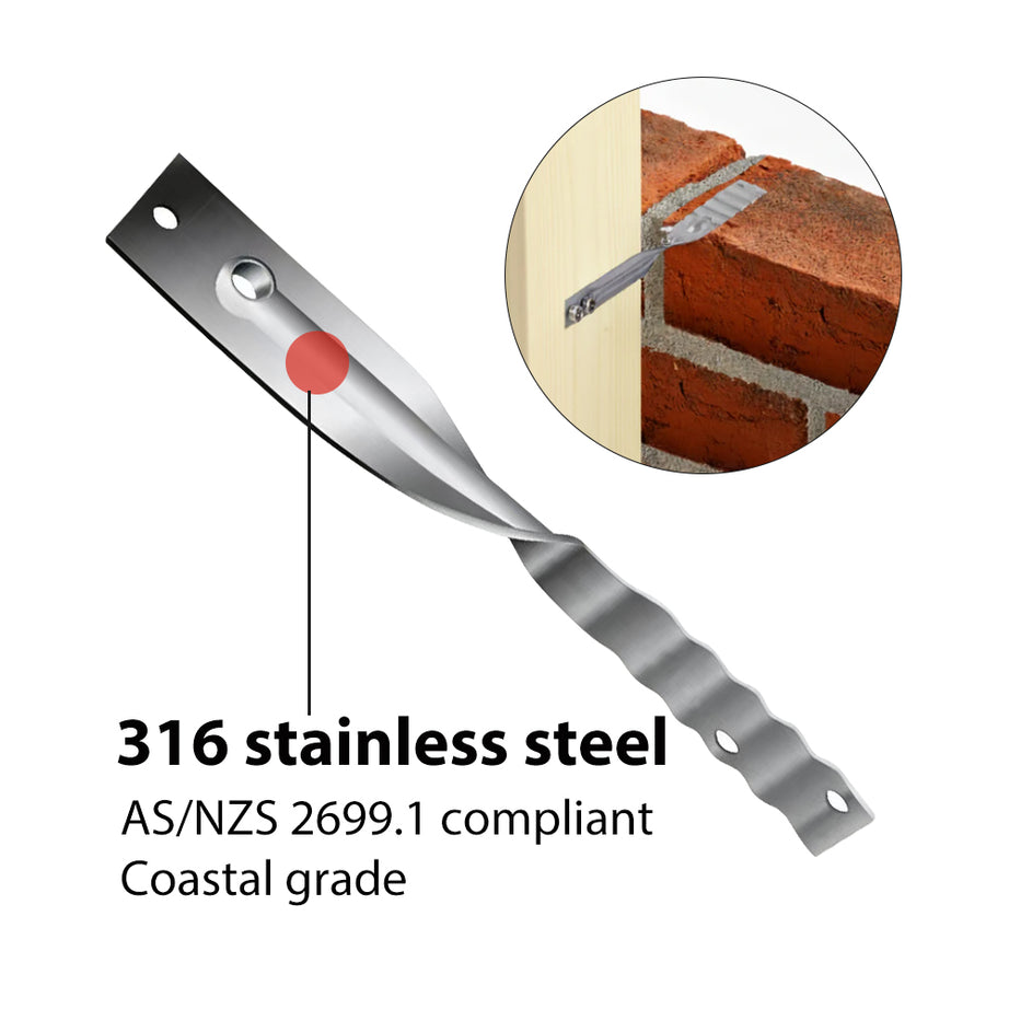 Brick Tie S.P. Veneer Tie Twisted (With Nails) S316 Box150