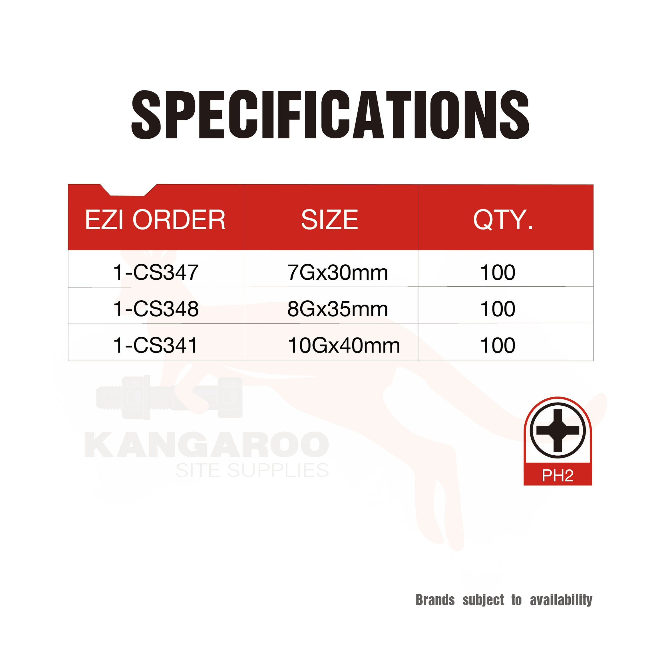 Hinge Screw CSK Ph Sat SS304 Box100, 7G 8G 10G