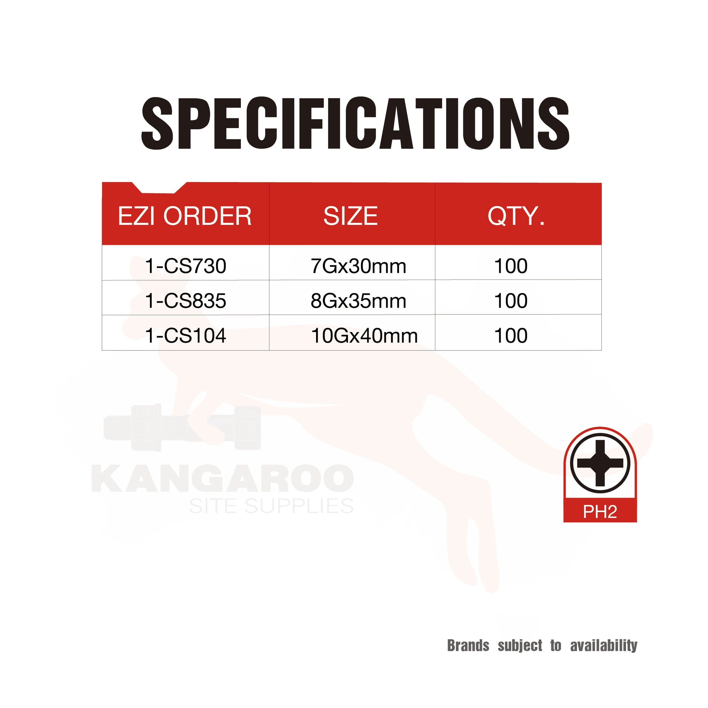 Hinge Screw CSK Ph POL Chrome Box100 7G, 8G, 10G
