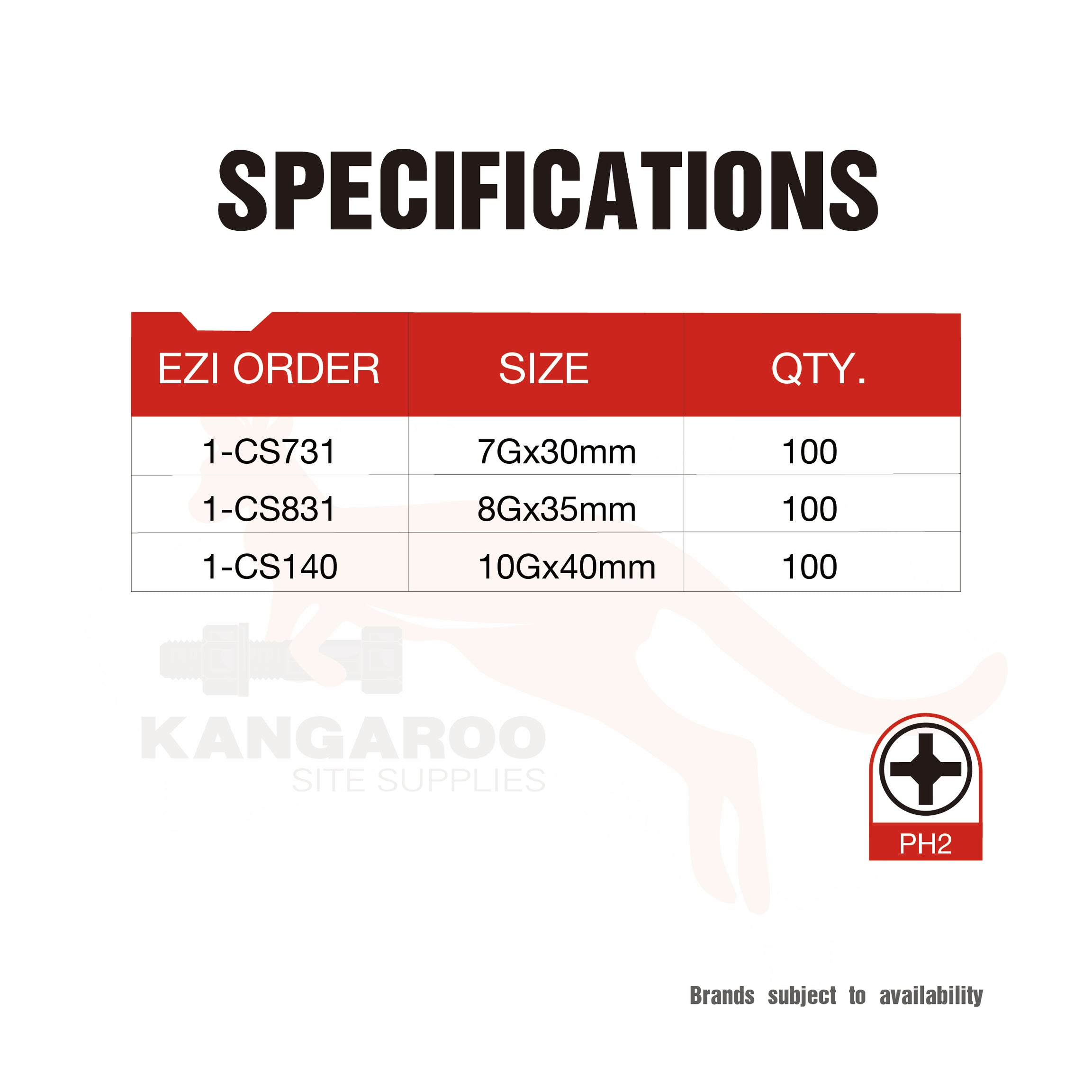 Hinge Screw CSK Ph Matte Blk Box100 7G, 8G, 10G