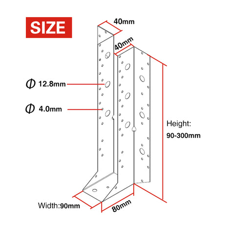 Joist Hanger Heavy Duty 90mm, Multiple Sizes