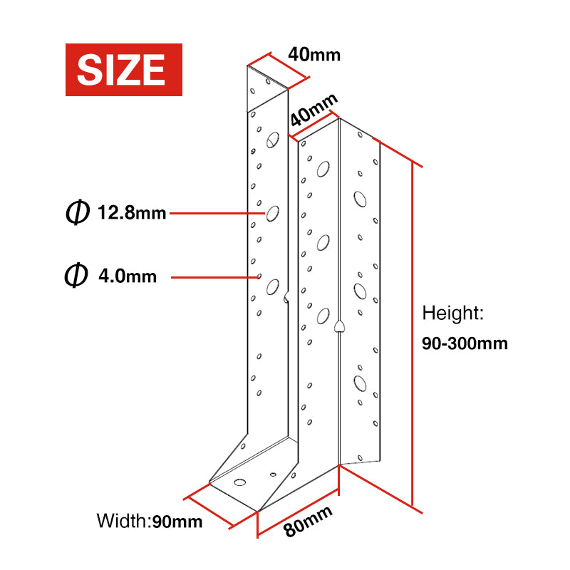 Joist Hanger Heavy Duty 90mm, Multiple Sizes