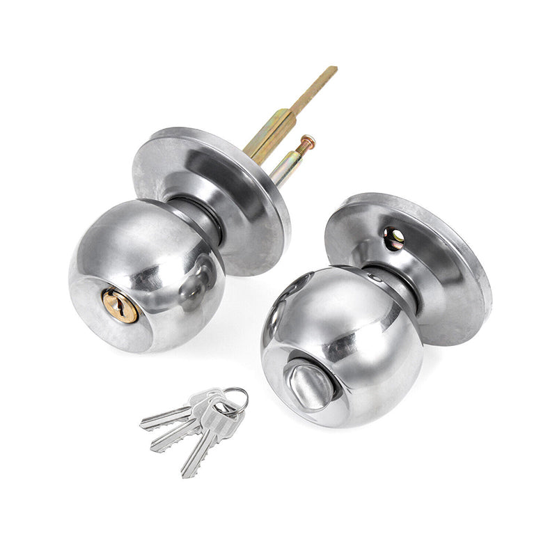Door Lock Set Ball Knob Entrance S/S