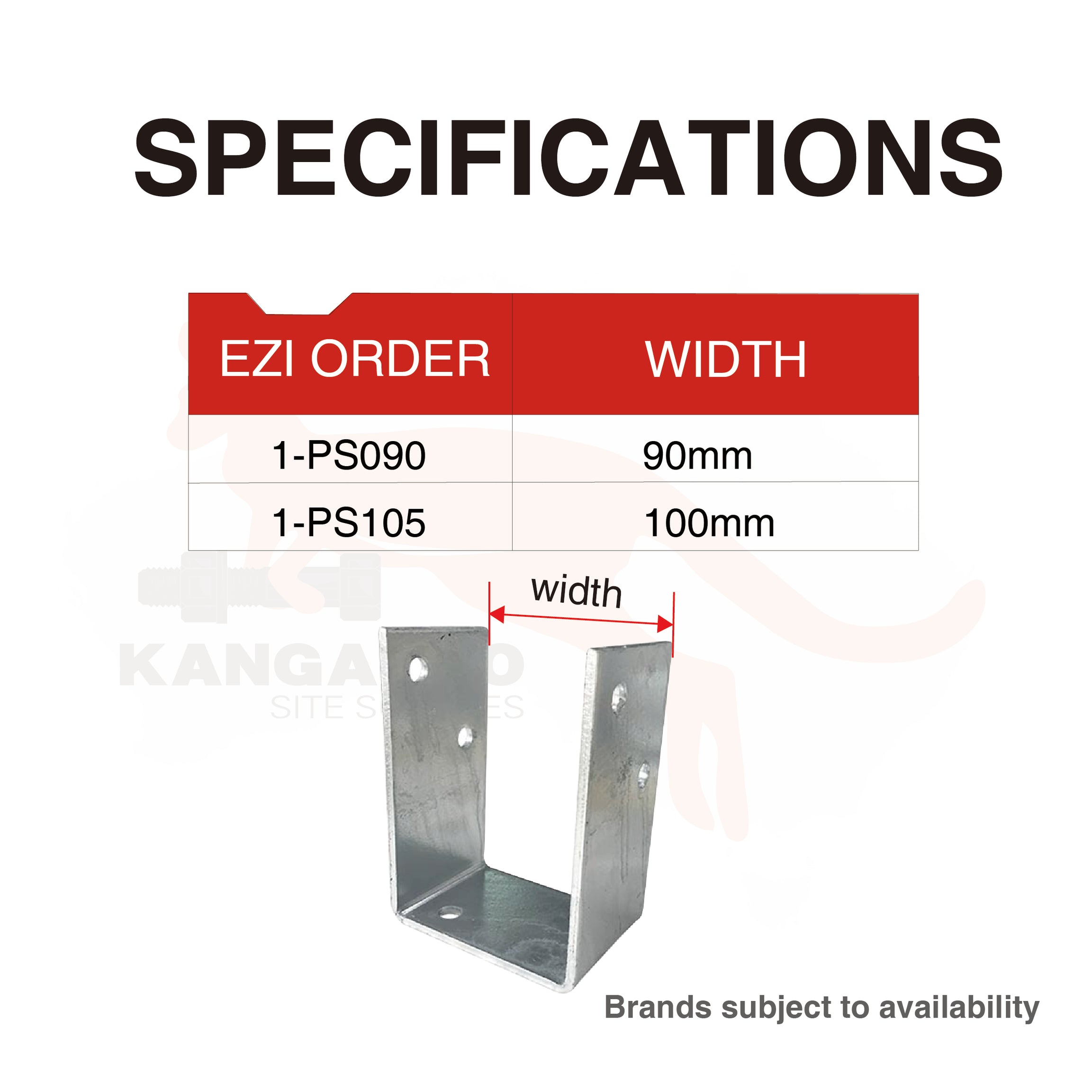 Post Support Galv Bolt Down Hd 90mm or 100mm
