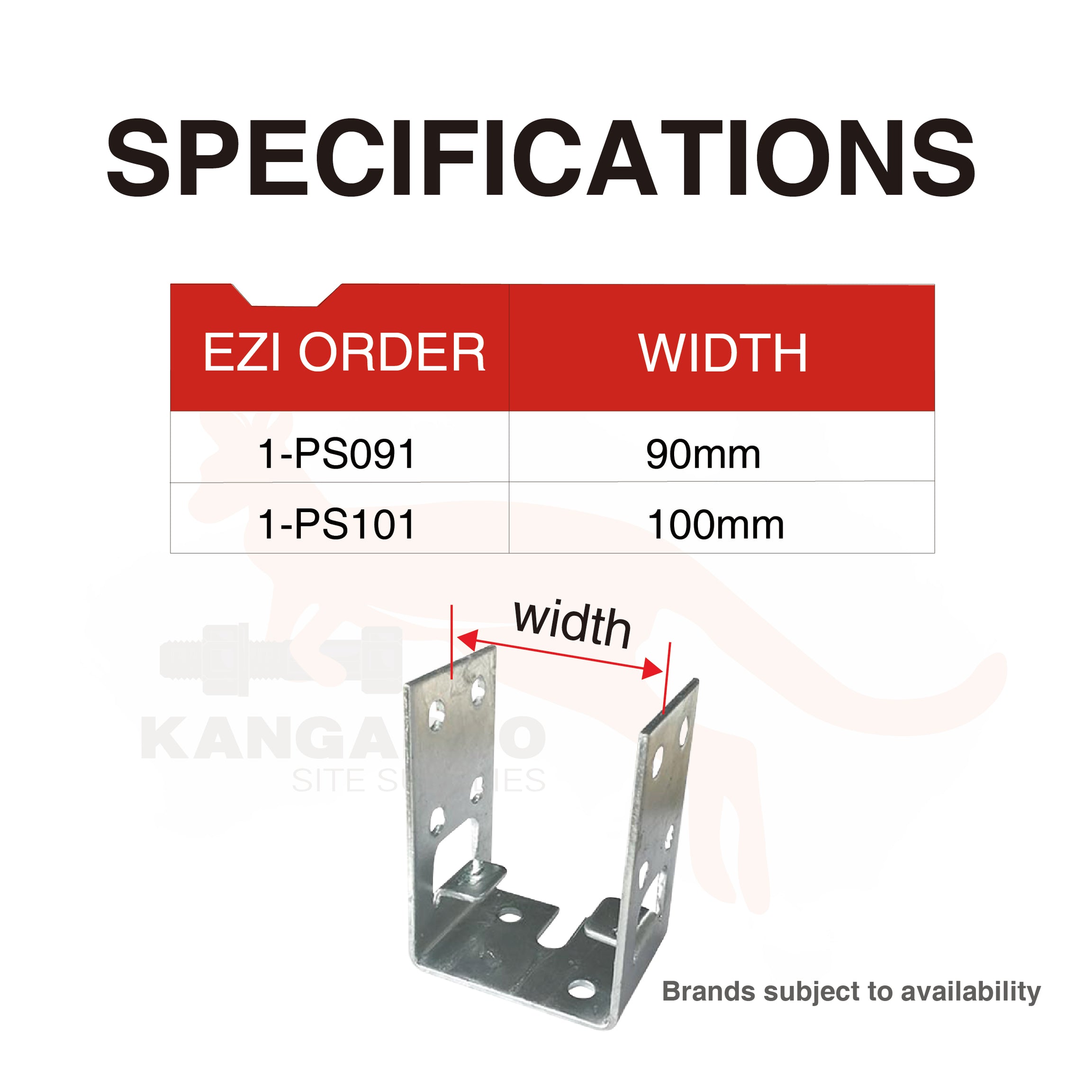 Post Support Galv Bolt Down Mounted 90mm or 100mm
