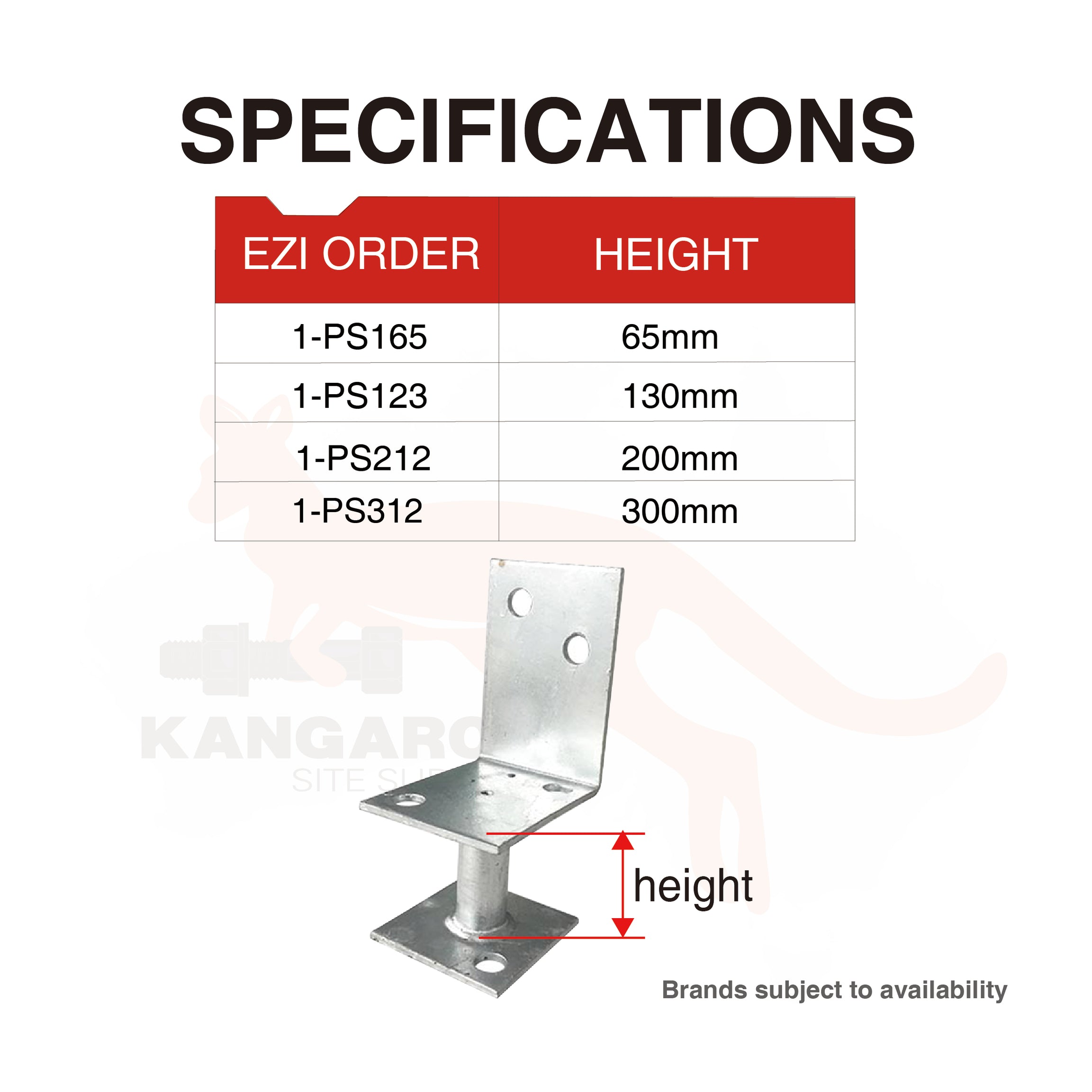 Post Support M10 Galv Half Stirrup, Multiple Sizes