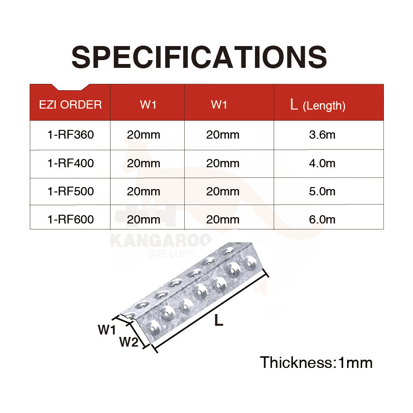 Roof Bracing 20x20x1mm, Length Optional