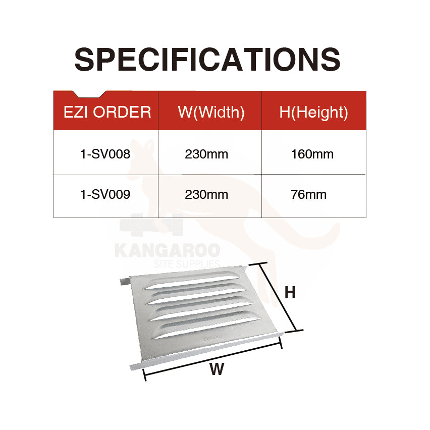 Sub Floor Vent Louvre 230 x 160mm, 230 x 76mm