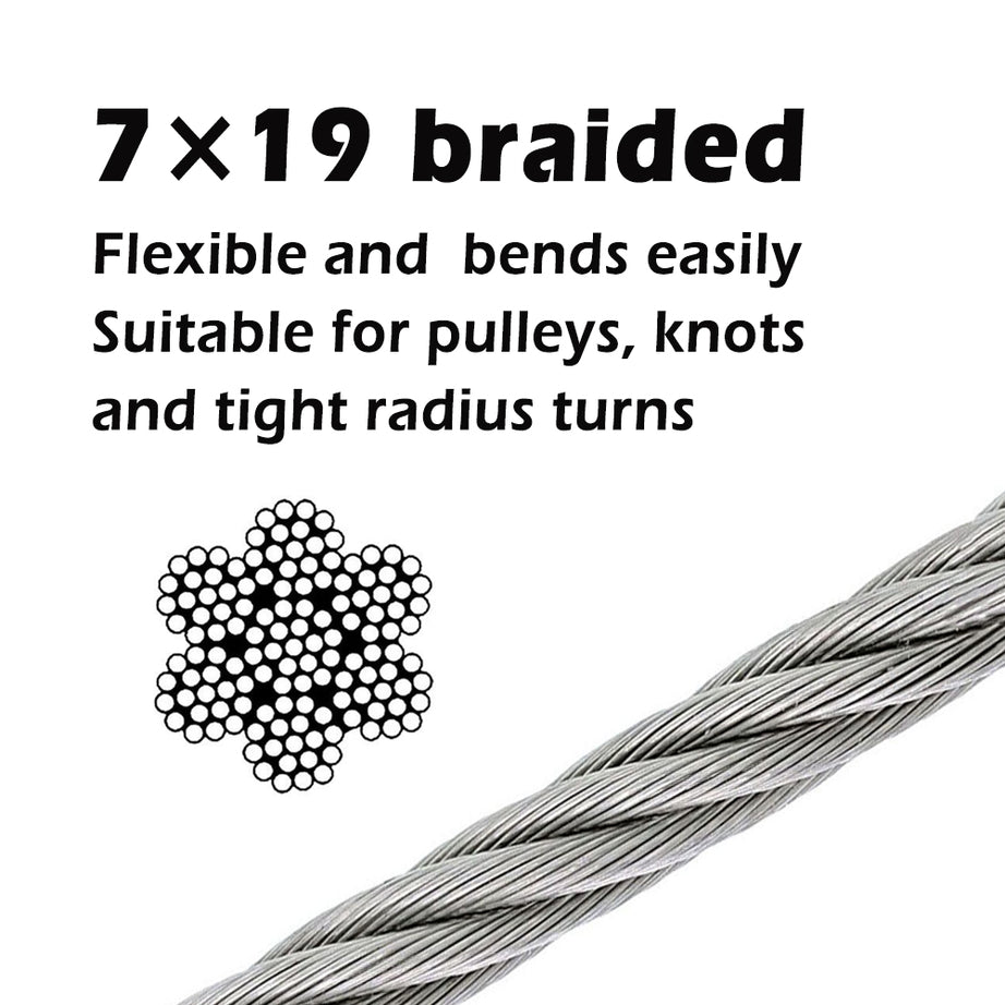 Wire Rope SS316 7x19, 4.0mmx100m or 3.2mmx100m