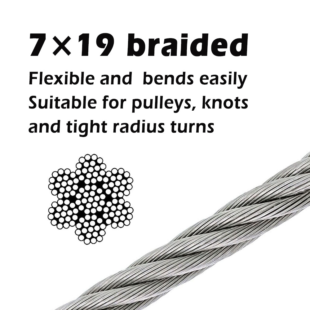Wire Rope SS316 7x19, 4.0mmx100m or 3.2mmx100m