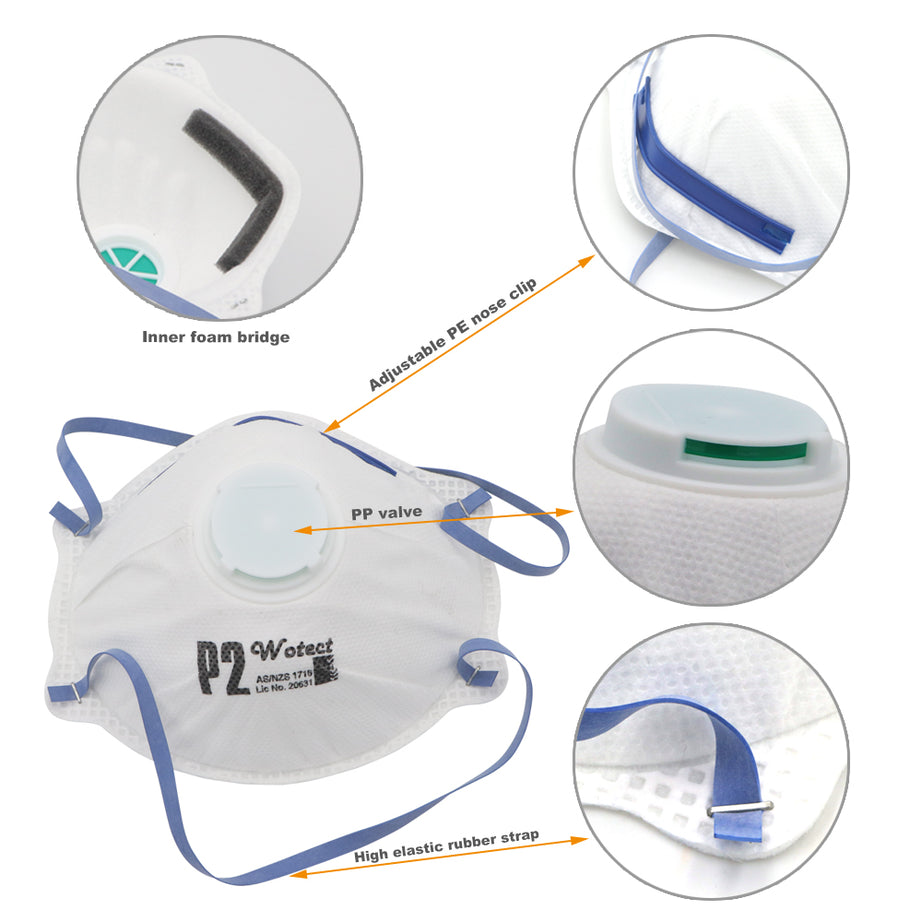 P2 Disposable Respirator W/Valve Pack 10 As/Nzs