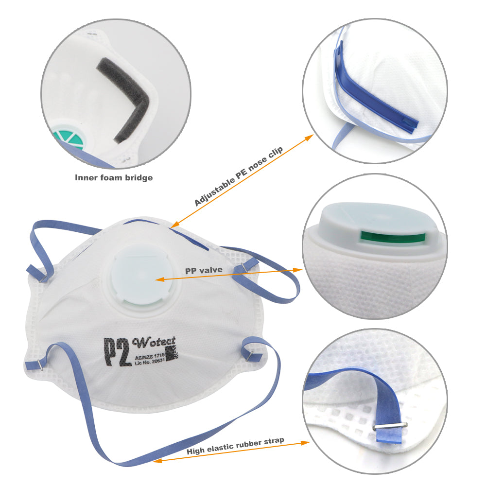 P2 Disposable Respirator W/Valve Pack 10 As/Nzs