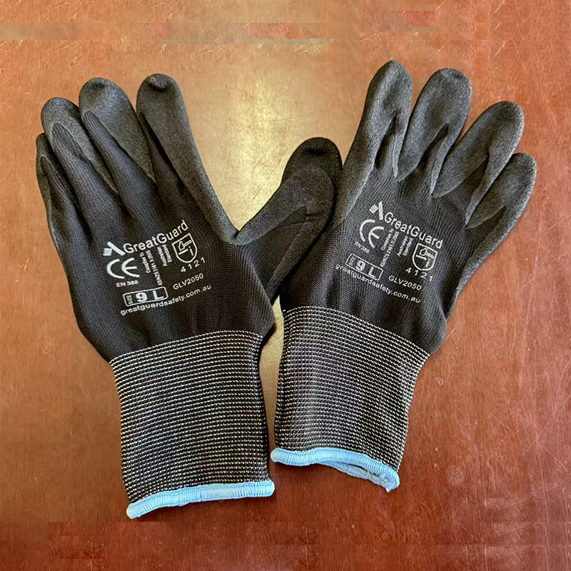 GreatGuard Gloves Sandy Foam Nitrile Coated Pack 12, S/M/L/XL