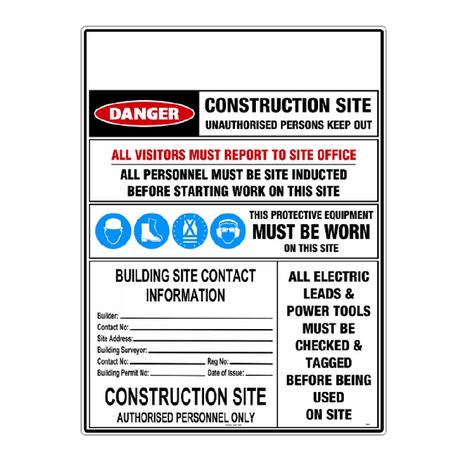 Safety Sign 900x1200mm - Requirements & Contact Information