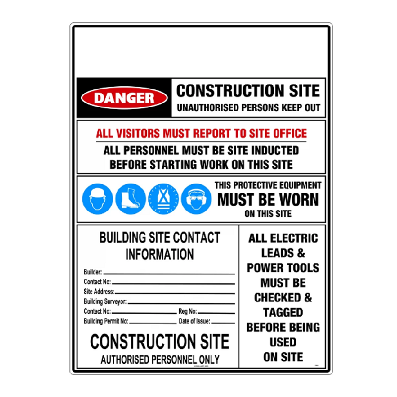 Safety Sign 900x1200mm - Requirements & Contact Information