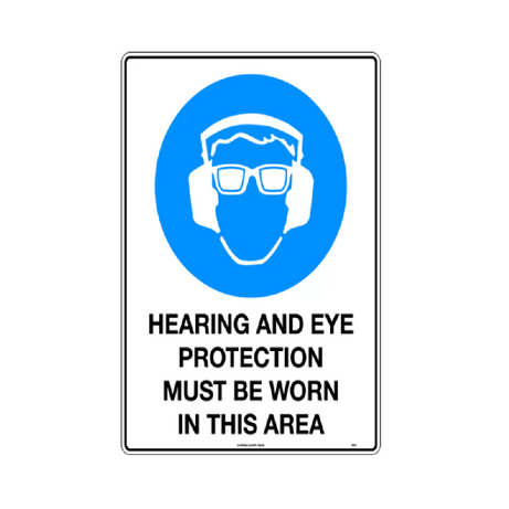 Safety Sign 400x600mm - Hearing And Eye Protection