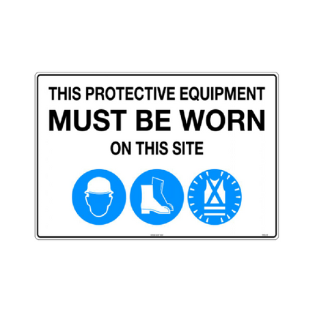 Safety Sign 600x800mm - Hard Hat, Boots, Hi Vis