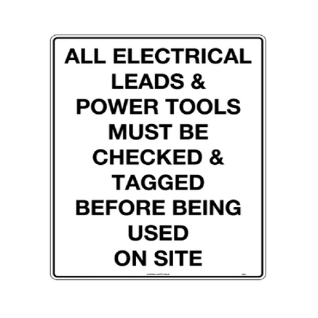 Safety Sign 400x600mm - Elec Leads And Power Tools