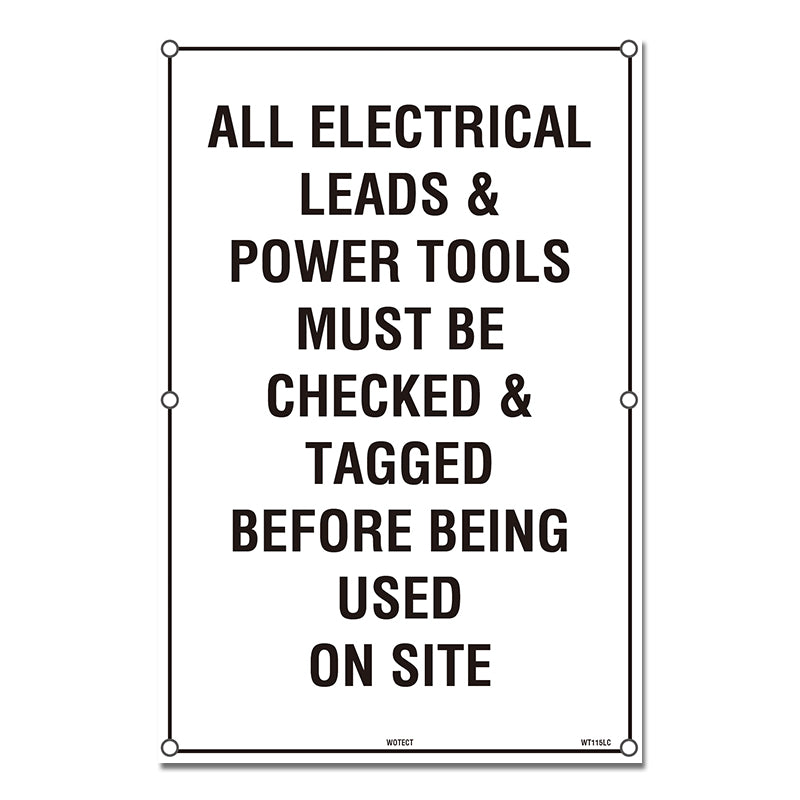 Safety Sign 400x600mm - Elec Leads And Power Tools