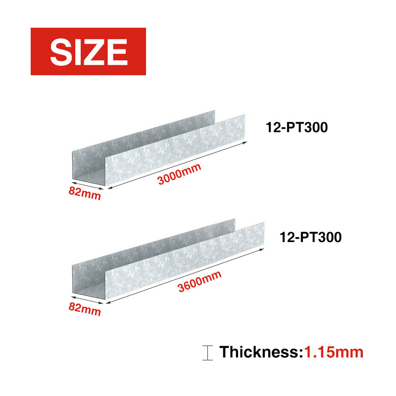 S Panel Track 82mm x 1.15bmt x 3000mm / 3600mm