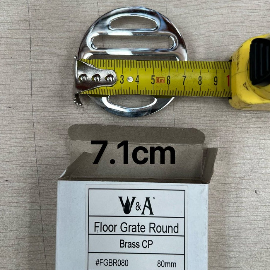 Floor Grate Round Brass CP Suit ID PVC Pipe 50mm, 80mm