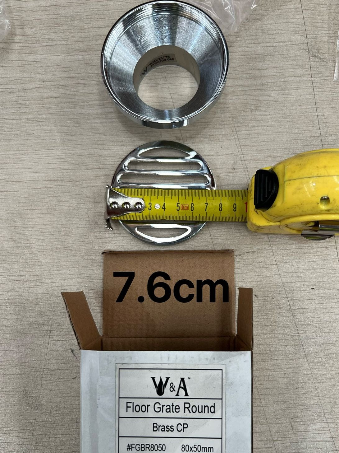 Floor Grate Round Reducing 80mmx50mm Brass Cp Suit ID PVC Pipe