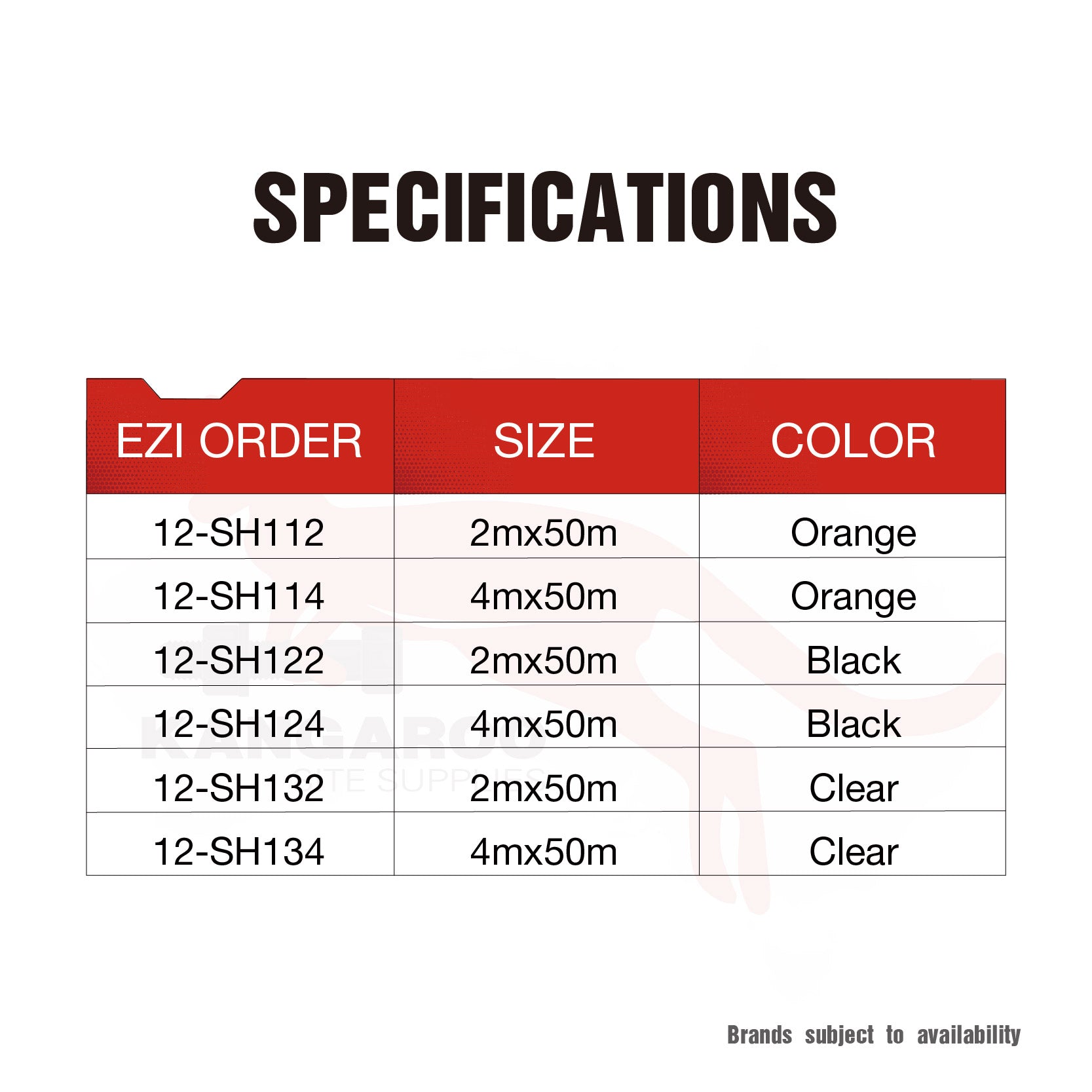 Builders Polythene Film 200um Black/Orange/Clear, Size Optional